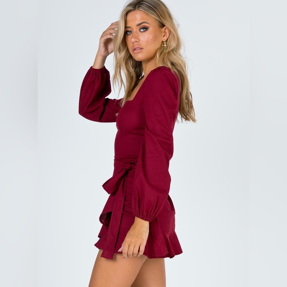 Princess Polly The Villa Mini Dress In Burgundy Size 6 - Picture 7 of 15